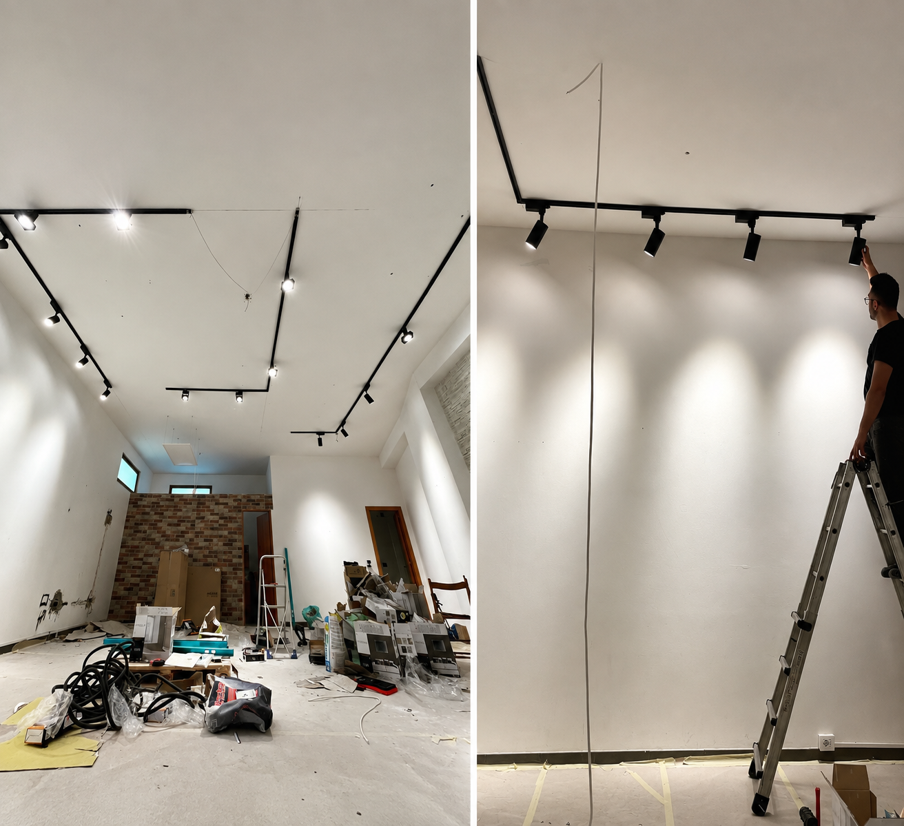 Impianto elettrico e illuminazione su binari realizzato da DL Costruzioni